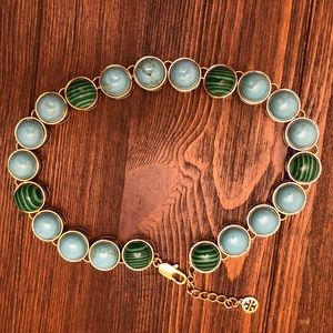 Tory Burch blue green gold circle necklace